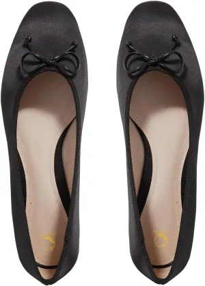 SHODENSE Women Satin Flats Shoes Bow Square Closed Toe Slip On Ballet Flats Slip On Comfortable Flat Heel Office Work Shoes Girls Driving Flats Club Church Spring Fall Dance Dress Flats 4-11 M US