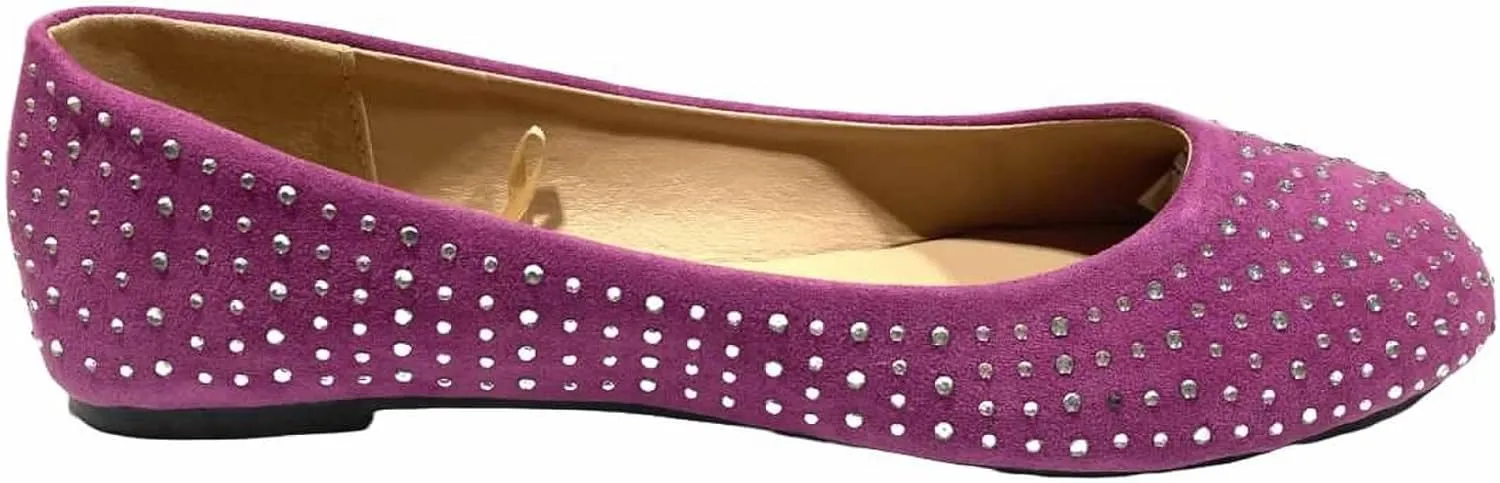 Shoes 18 Womens Faux Suede Rhinestone Ballerina Ballet Flats Shoes
