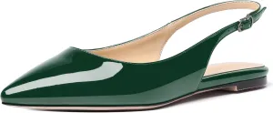 SHOWFOREST Women's Slingback Office Patent Pointed Toe Flats Sandals Casual Dress Shoes