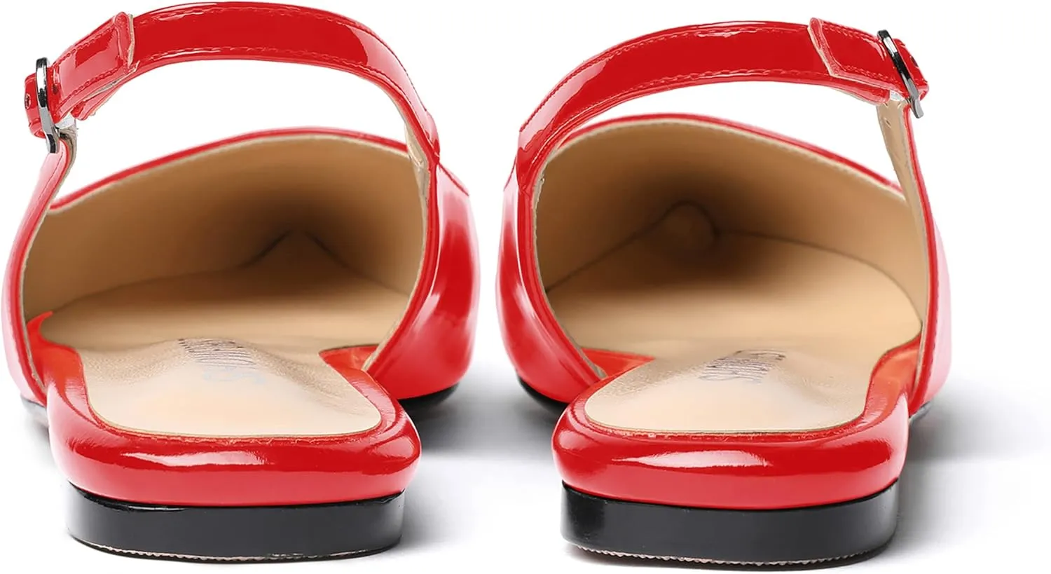 SHOWFOREST Women's Slingback Office Patent Pointed Toe Flats Sandals Casual Dress Shoes