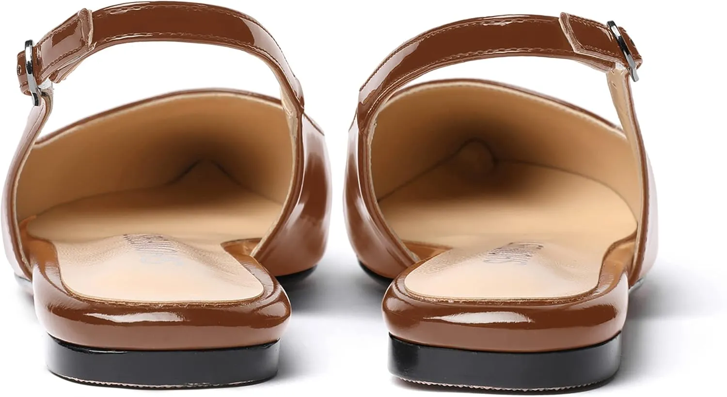 SHOWFOREST Women's Slingback Office Patent Pointed Toe Flats Sandals Casual Dress Shoes