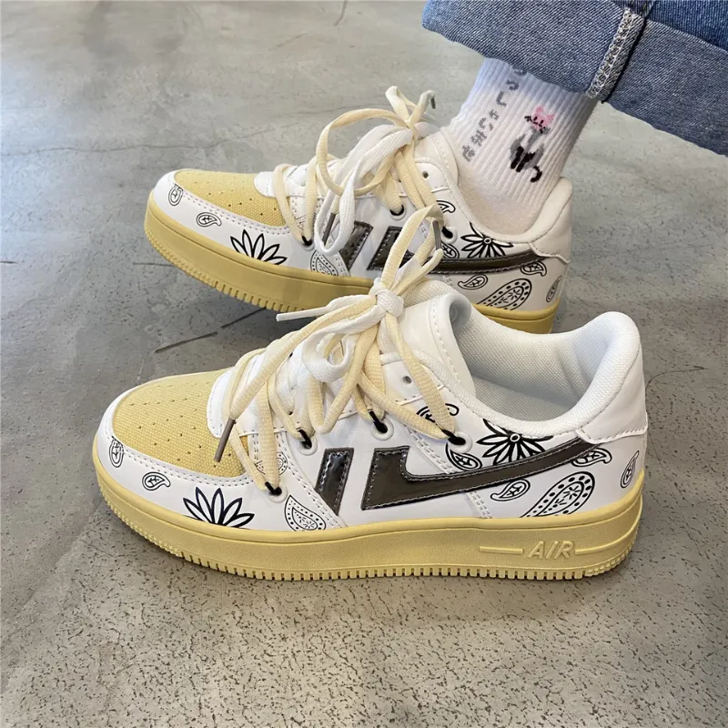 Simple Hand Painted Distressed Casual Sneakers