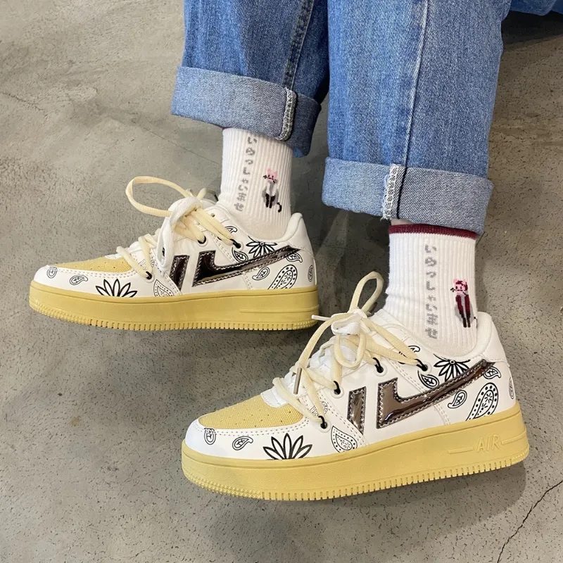 Simple Hand Painted Distressed Casual Sneakers