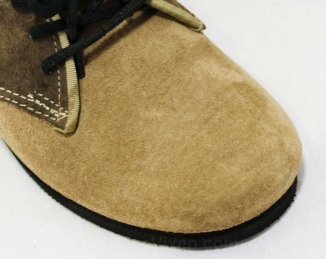 Size 6 Toddler Boys Saddle Shoes - Authentic 1960s Brown Two Tone Suede Oxfords - Child Size 6M - Boy's 60s NIB Deadstock - Hush Puppies