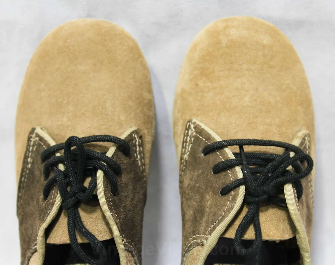 Size 6 Toddler Boys Saddle Shoes - Authentic 1960s Brown Two Tone Suede Oxfords - Child Size 6M - Boy's 60s NIB Deadstock - Hush Puppies