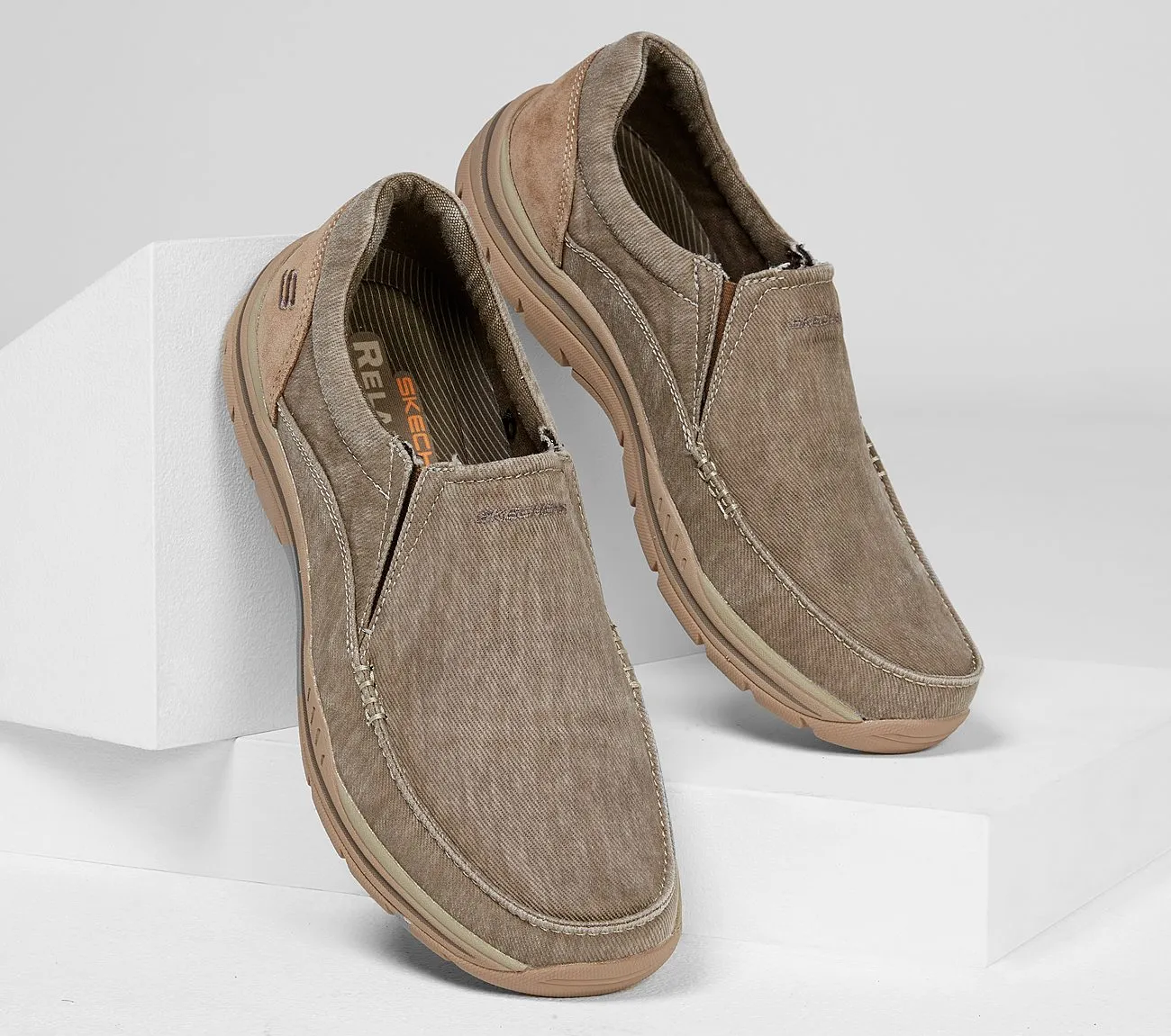 Skechers MEN RELAXED FIT EXPECTED - AVILLO-64109 Extra Wide Fit KHAKI
