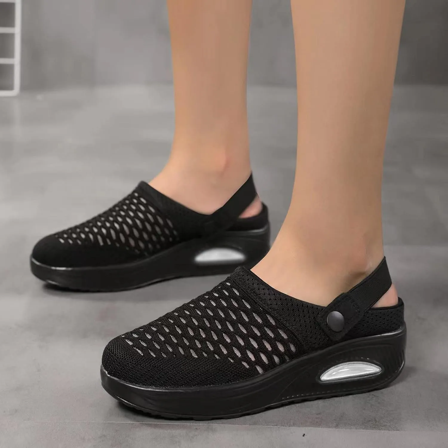 Slip On Mules & Clogs for Womens Light Open Back Shoes Breathable Mesh Walking Mules Mesh Air Cushion Orthopedic Diabetic Shoes Breathable Slippers Closed Toe Slides