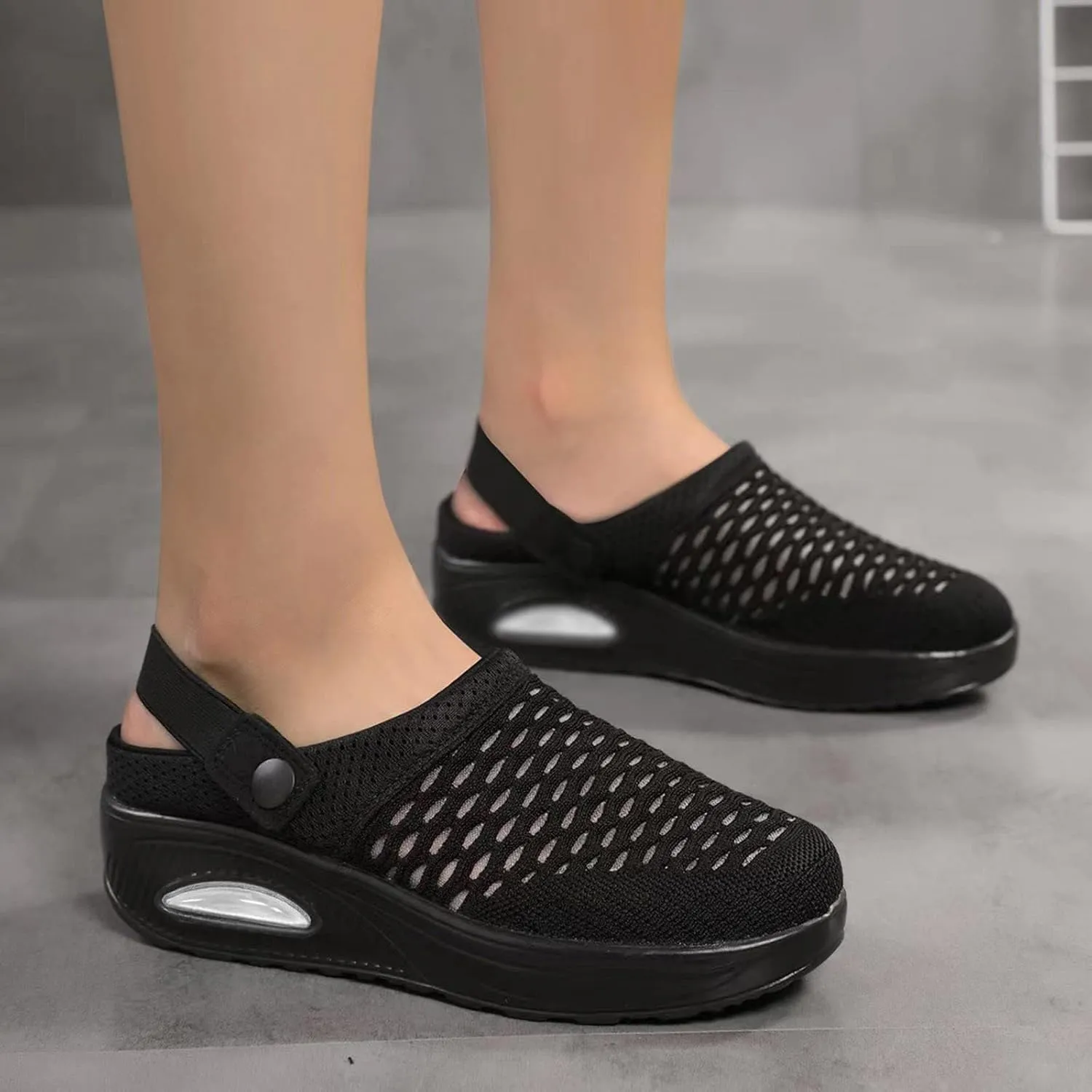 Slip On Mules & Clogs for Womens Light Open Back Shoes Breathable Mesh Walking Mules Mesh Air Cushion Orthopedic Diabetic Shoes Breathable Slippers Closed Toe Slides