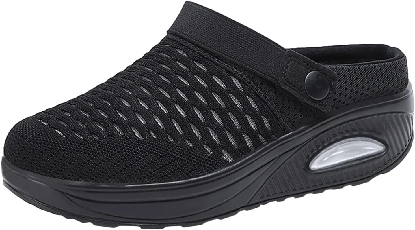 Slip On Mules & Clogs for Womens Light Open Back Shoes Breathable Mesh Walking Mules Mesh Air Cushion Orthopedic Diabetic Shoes Breathable Slippers Closed Toe Slides