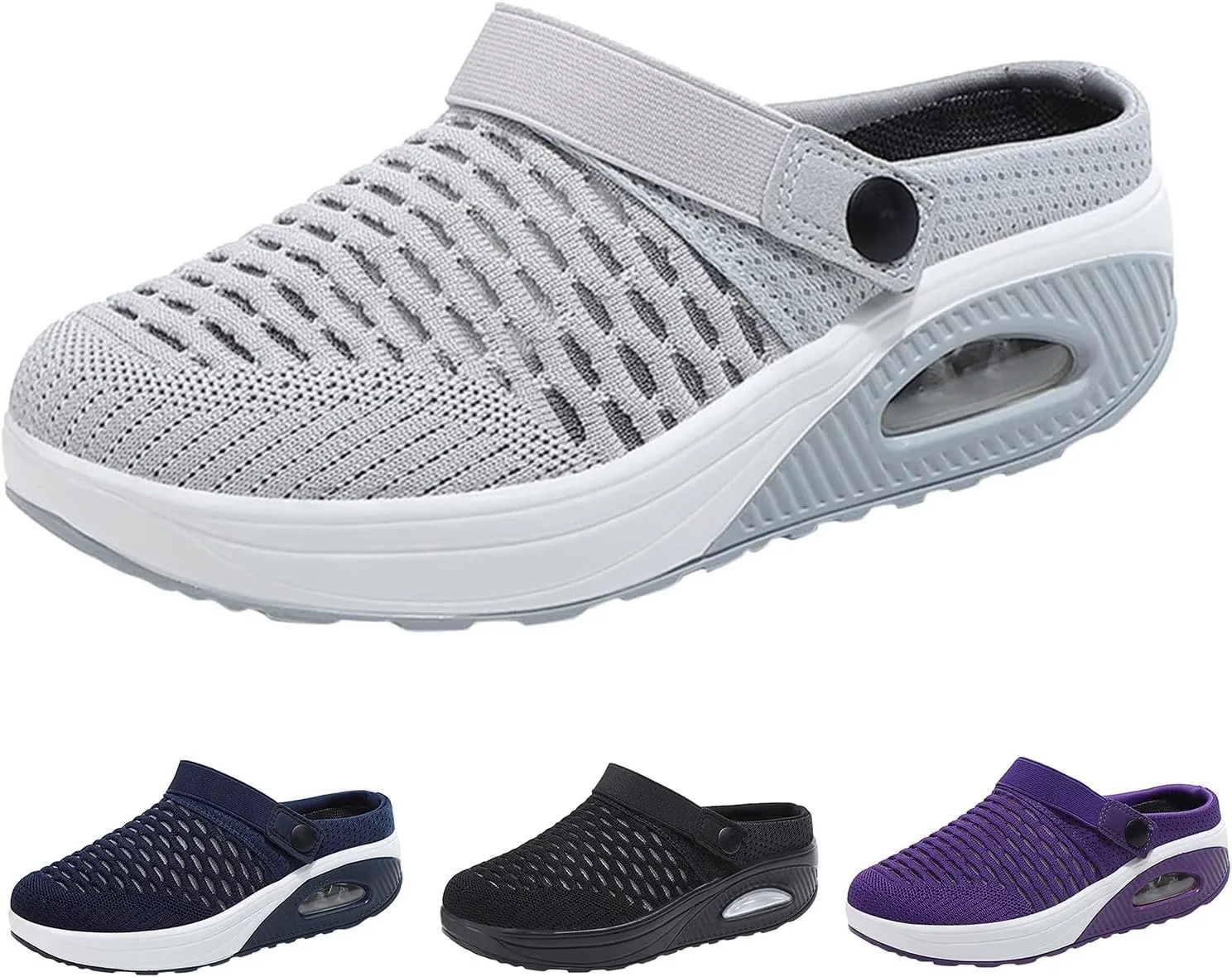 Slip On Mules & Clogs for Womens Light Open Back Shoes Breathable Mesh Walking Mules Mesh Air Cushion Orthopedic Diabetic Shoes Breathable Slippers Closed Toe Slides