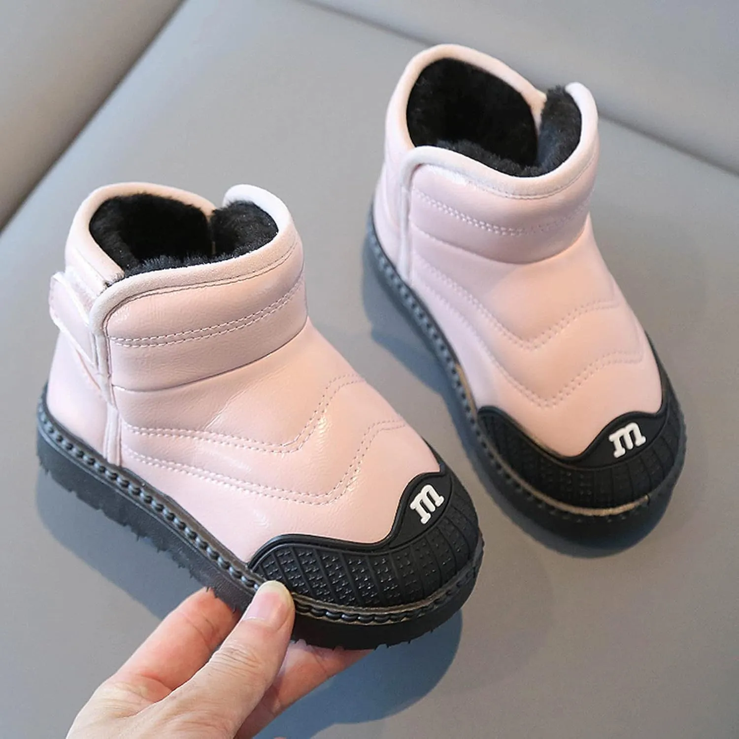 Snow Boots Girls Boys Warm Winter Zipper Boots Lace up Waterproof Combat Shoes Fashion Snow Boots Waterproof Lace up Duck Boots
