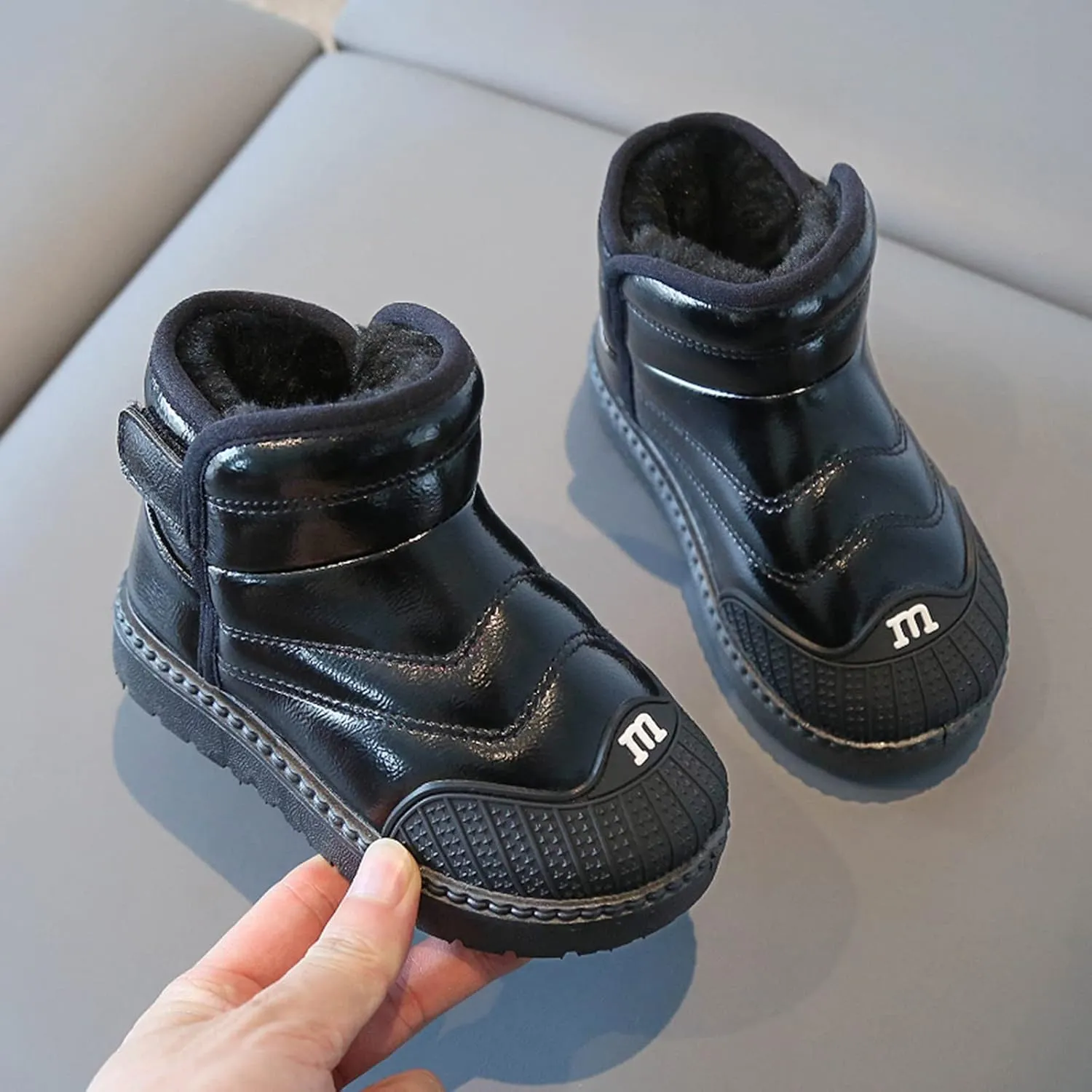 Snow Boots Girls Boys Warm Winter Zipper Boots Lace up Waterproof Combat Shoes Fashion Snow Boots Waterproof Lace up Duck Boots