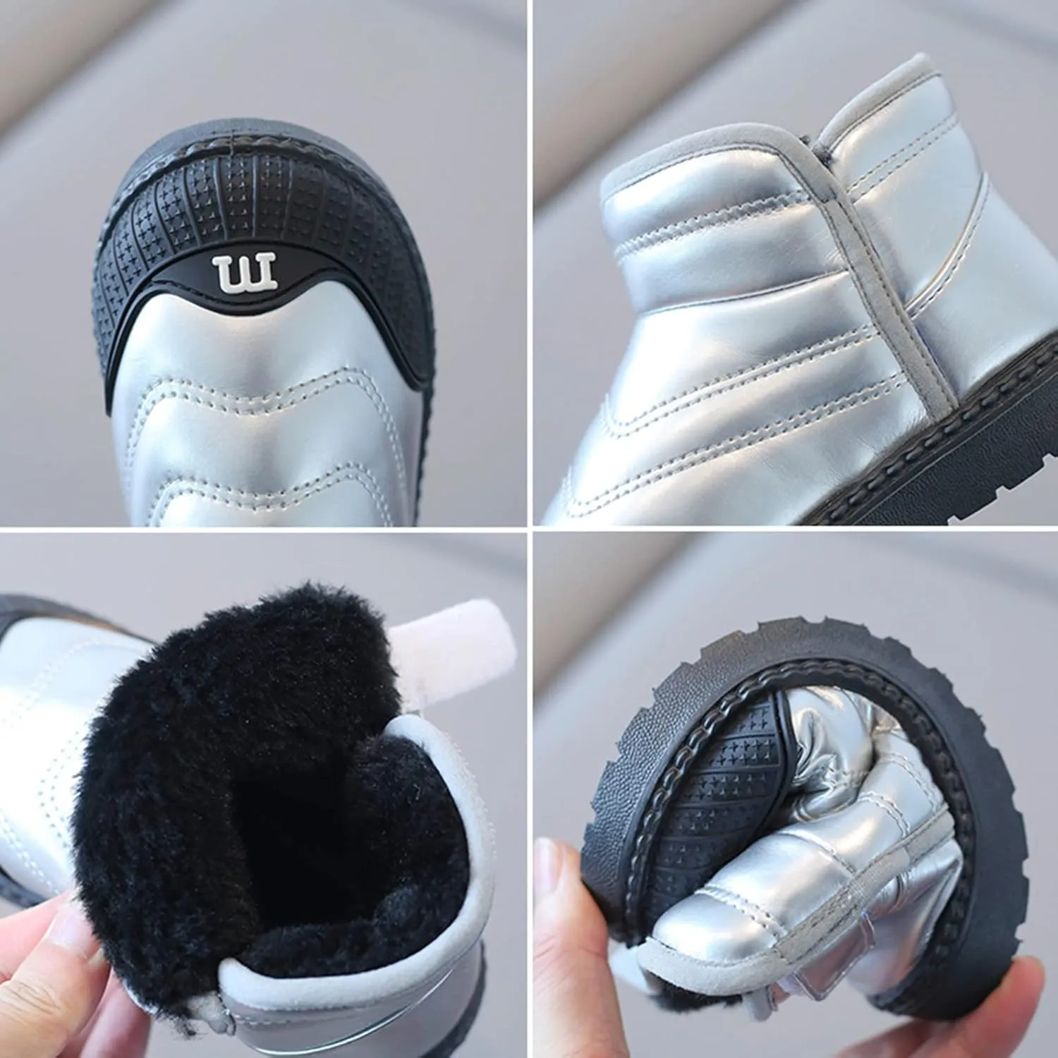 Snow Boots Girls Boys Warm Winter Zipper Boots Lace up Waterproof Combat Shoes Fashion Snow Boots Waterproof Lace up Duck Boots