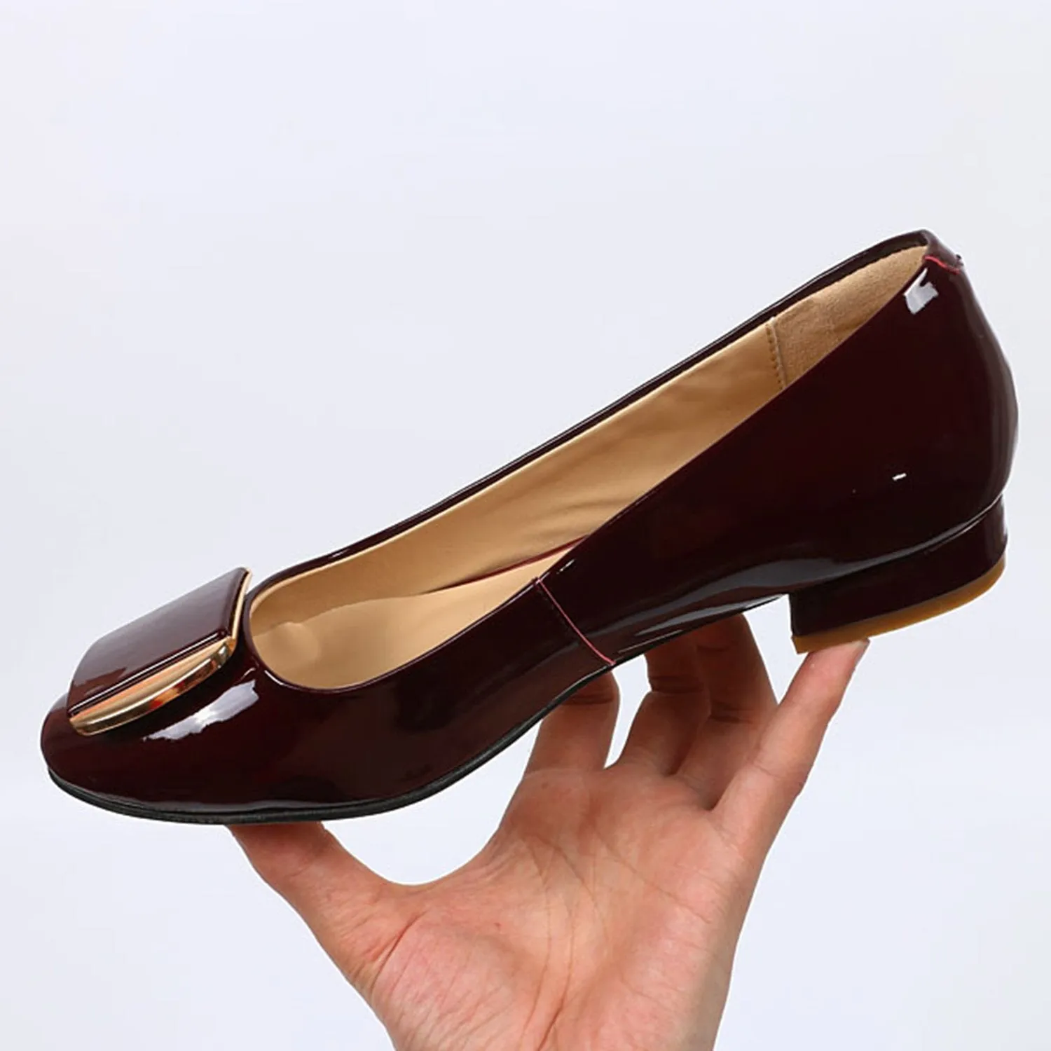 Soft Sole Square Toe Leather Flat Heel Loafers