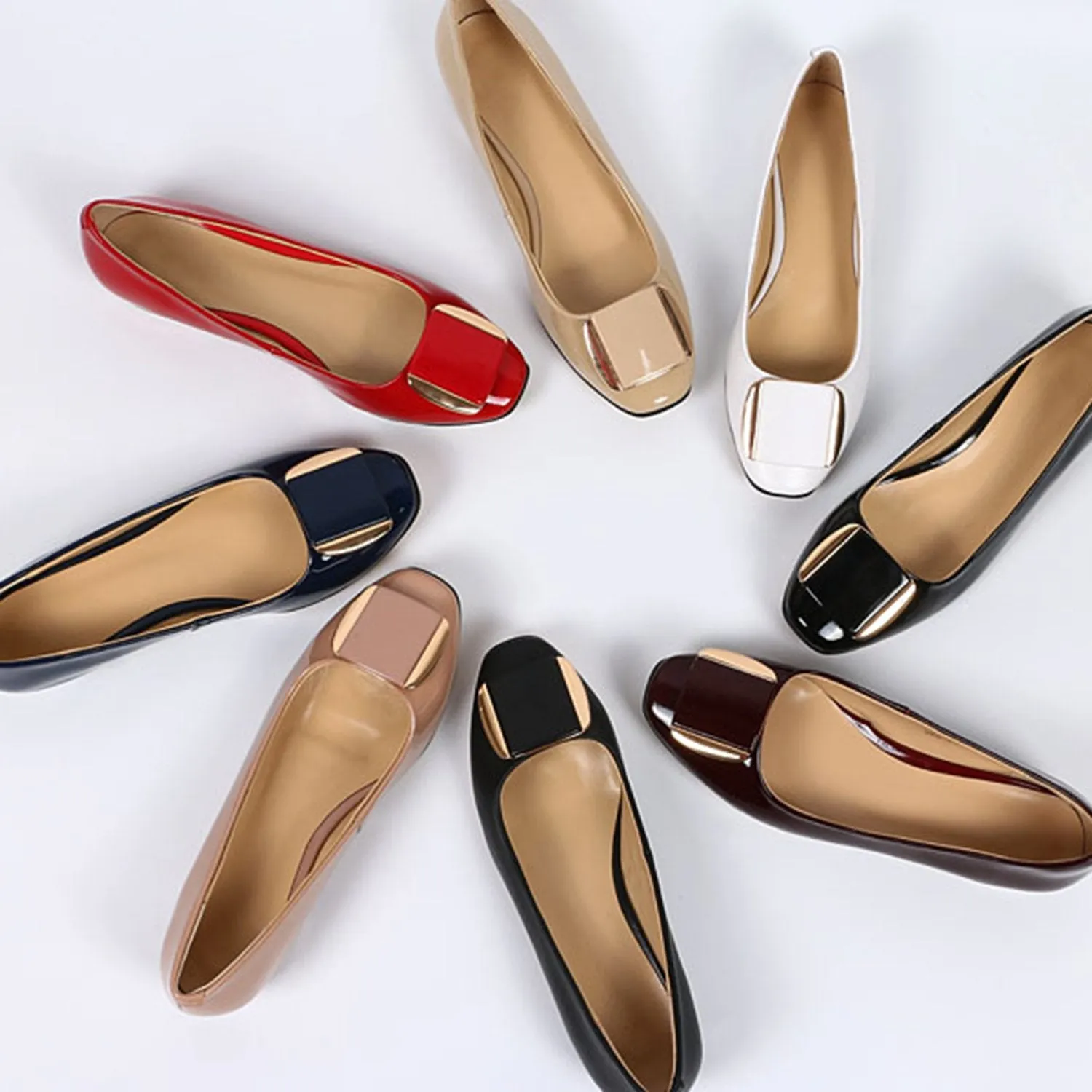 Soft Sole Square Toe Leather Flat Heel Loafers