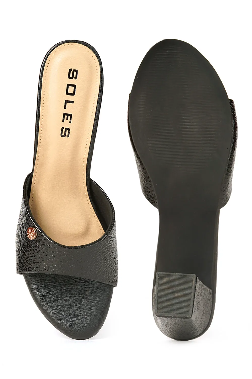 SOLES Ethnic Slip On Block Heels