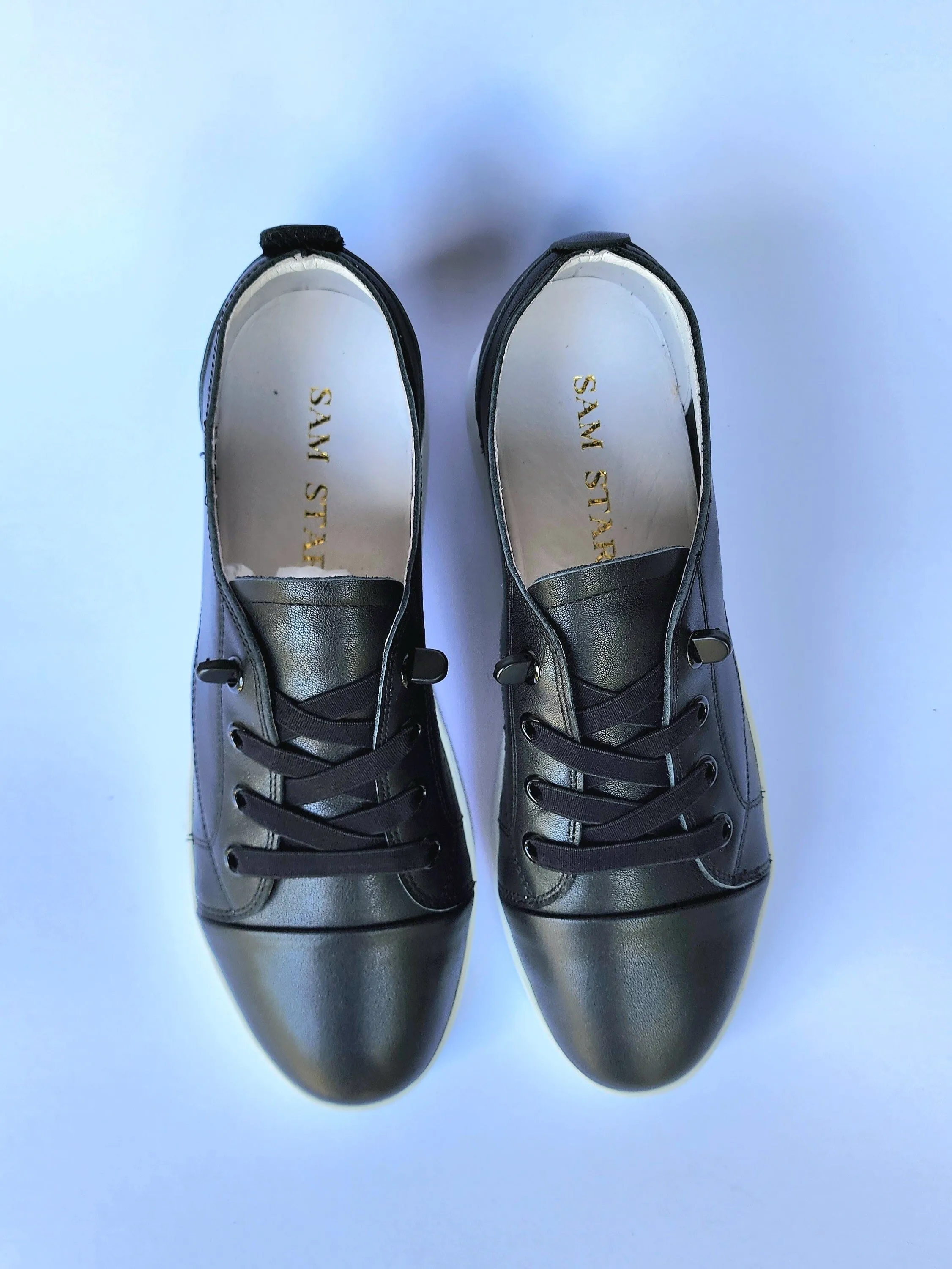 SS24007 Genuine leather sneakers with cushions - White, Black and Silver