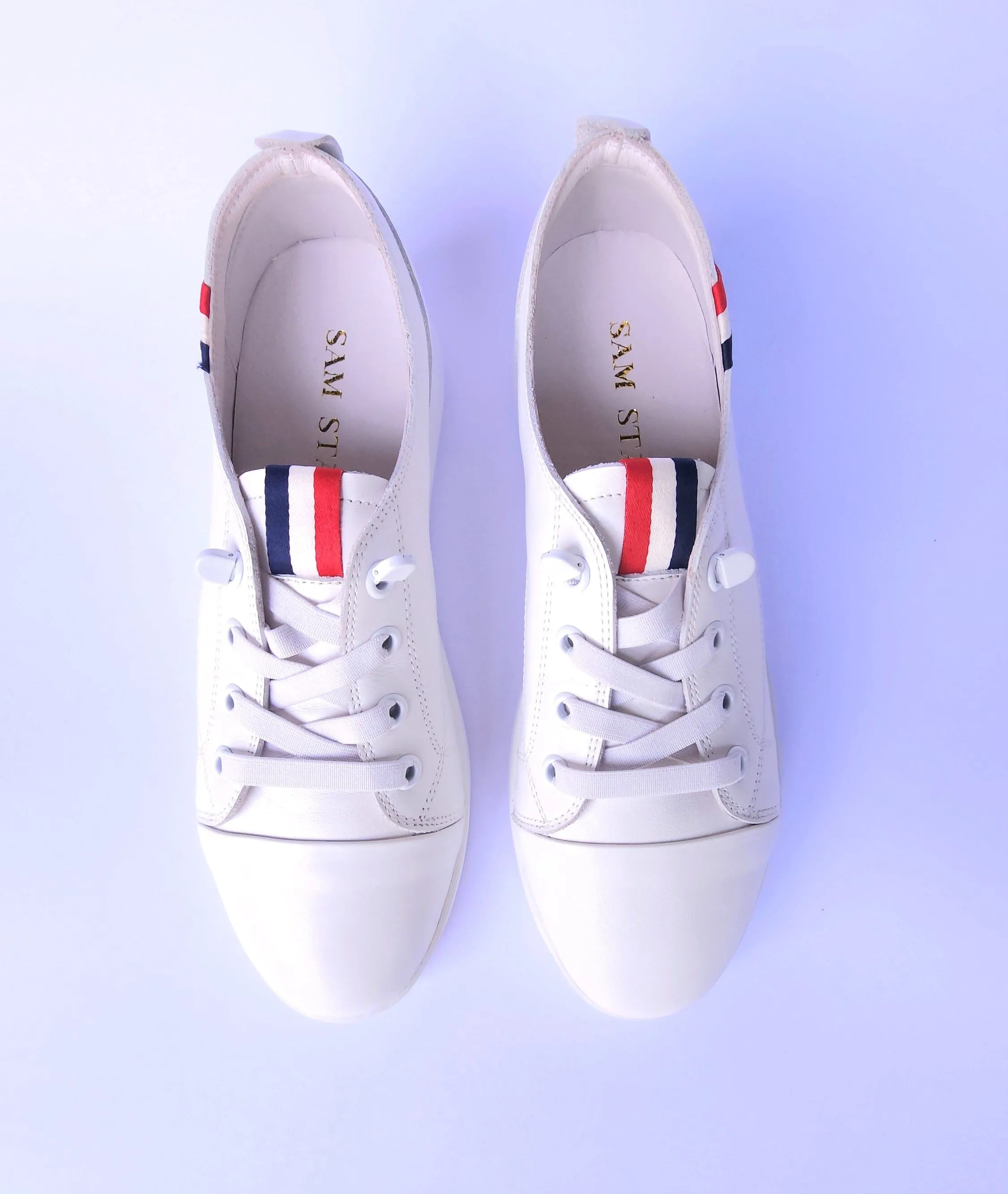 SS24007 Genuine leather sneakers with cushions - White, Black and Silver