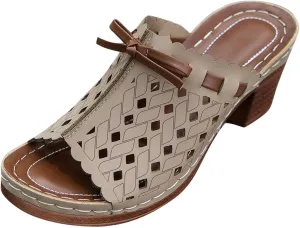 Stacked Heel Mules Pumps Sandals for Women Fashion Hollow Peep Toe High Heels Slip On Mules Summer Mid Heeled Shoes