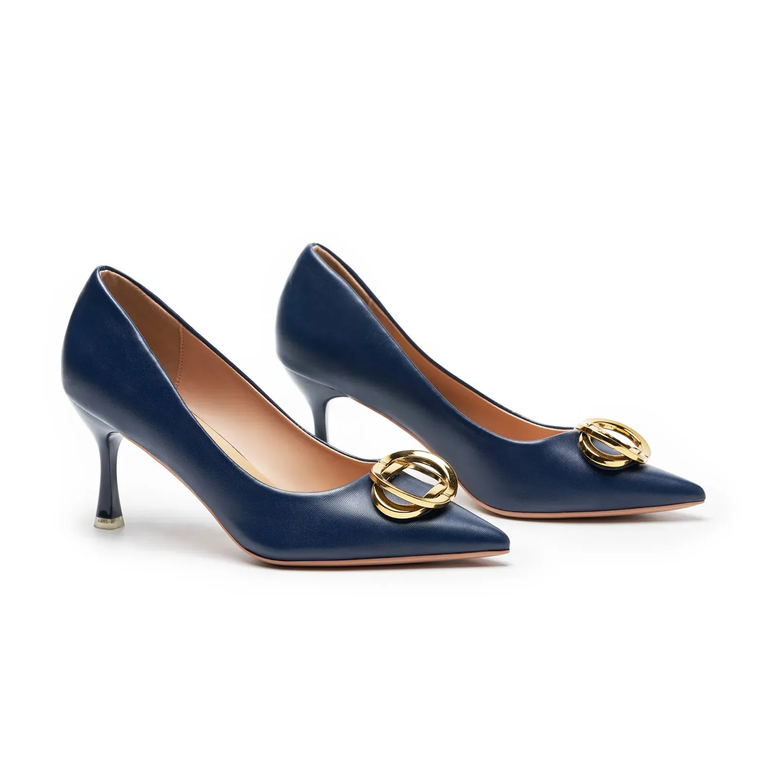 Stacked Metal Buckle Pumps (Olivia)