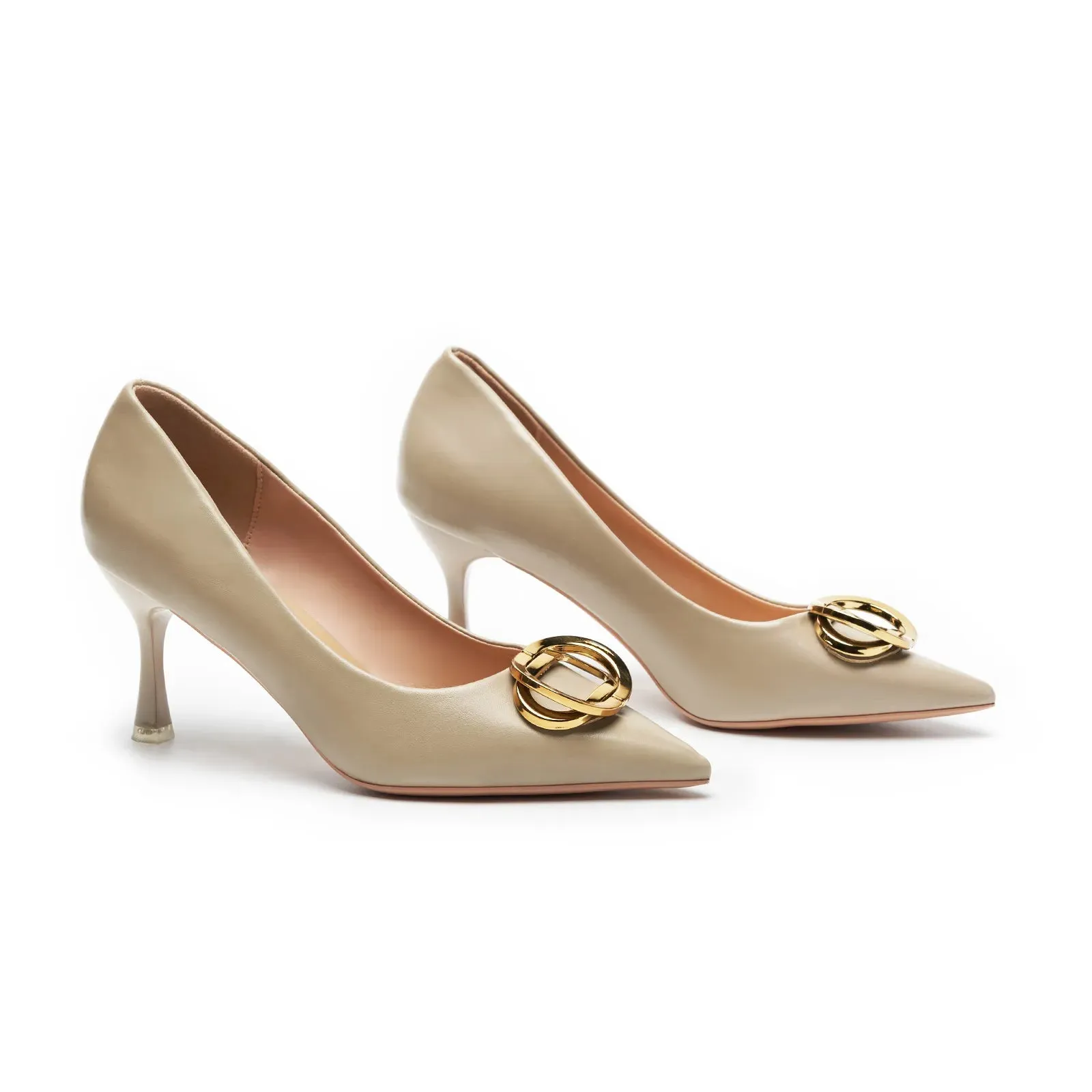 Stacked Metal Buckle Pumps (Olivia)