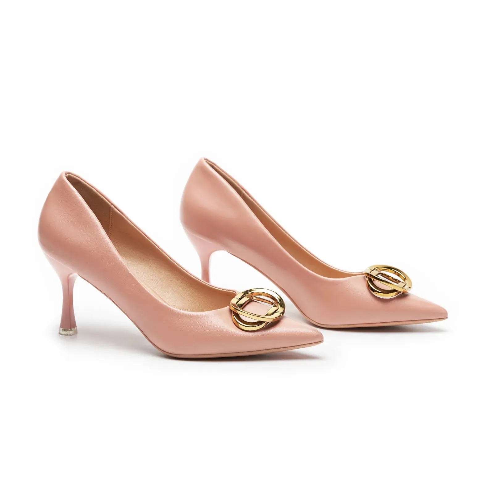 Stacked Metal Buckle Pumps (Olivia)