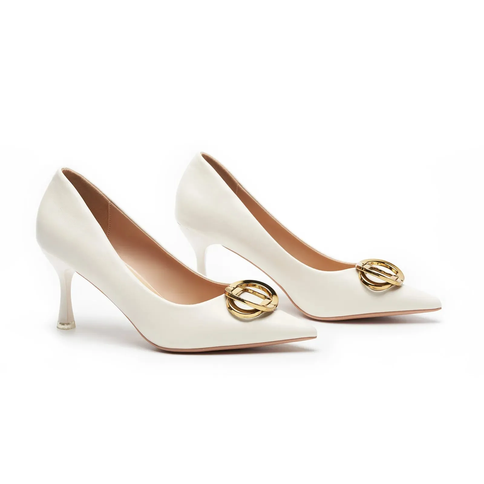Stacked Metal Buckle Pumps (Olivia)