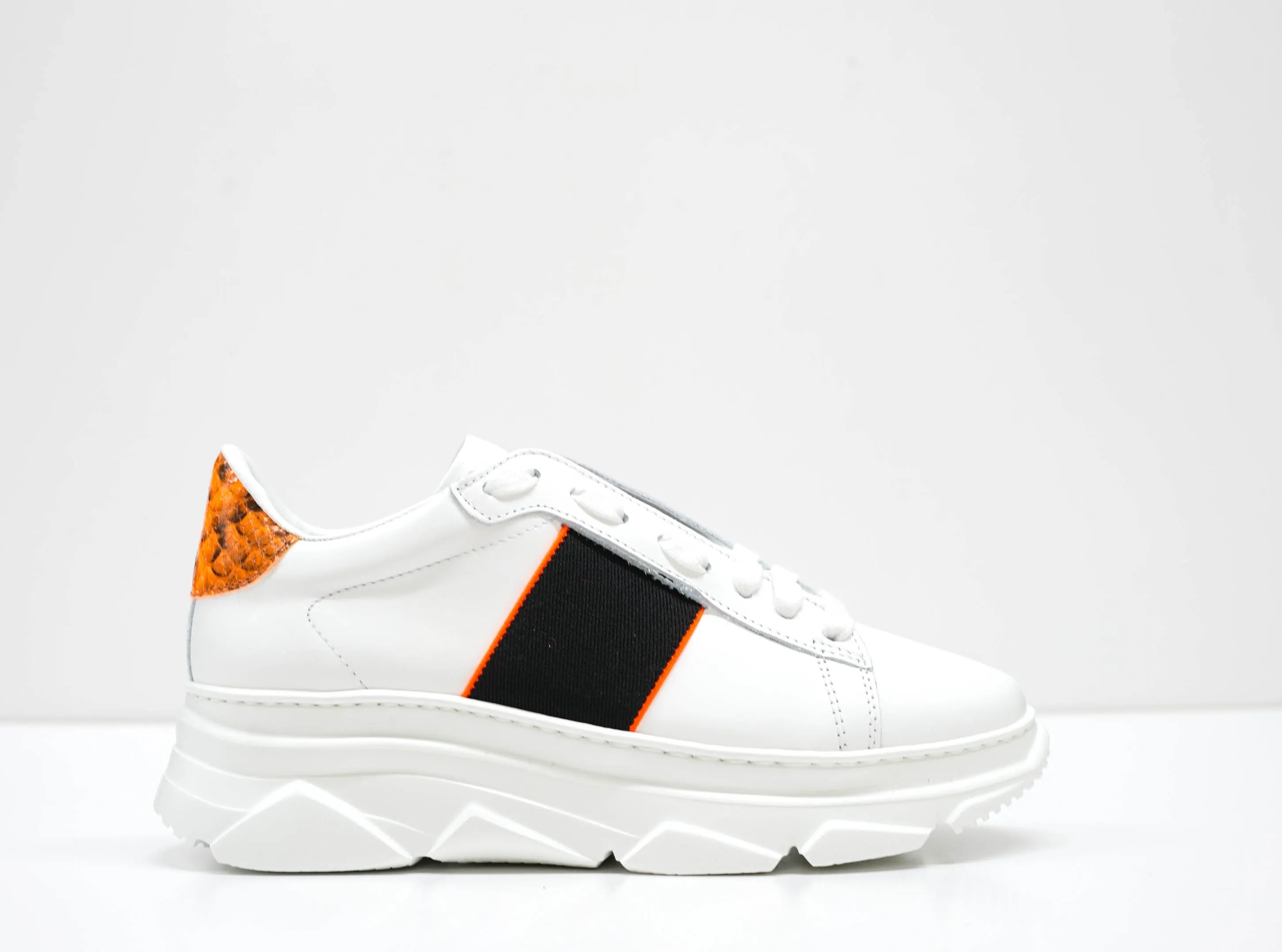 Stokton Women's White & Orange Leather Sneaker, Style Name 650 -D  SOLD OUT
