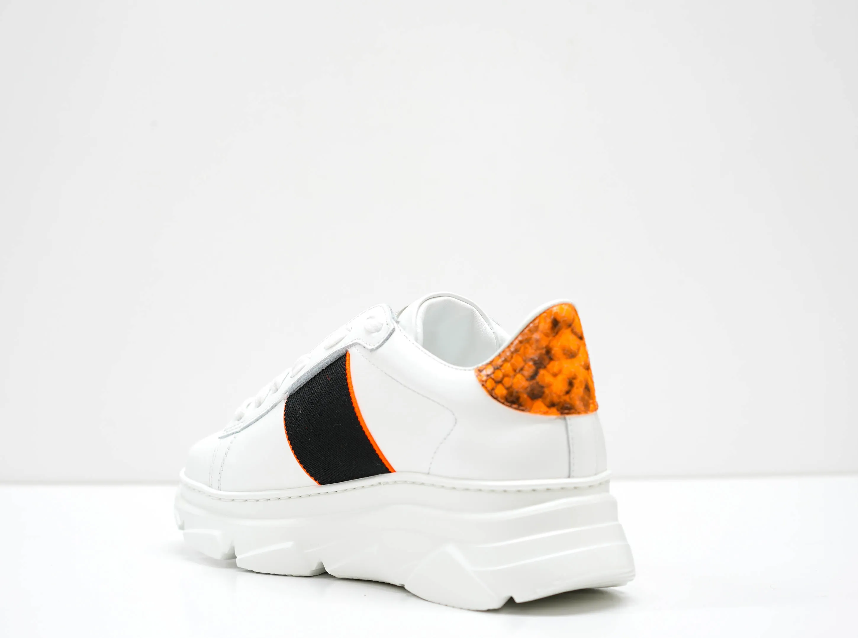 Stokton Women's White & Orange Leather Sneaker, Style Name 650 -D  SOLD OUT