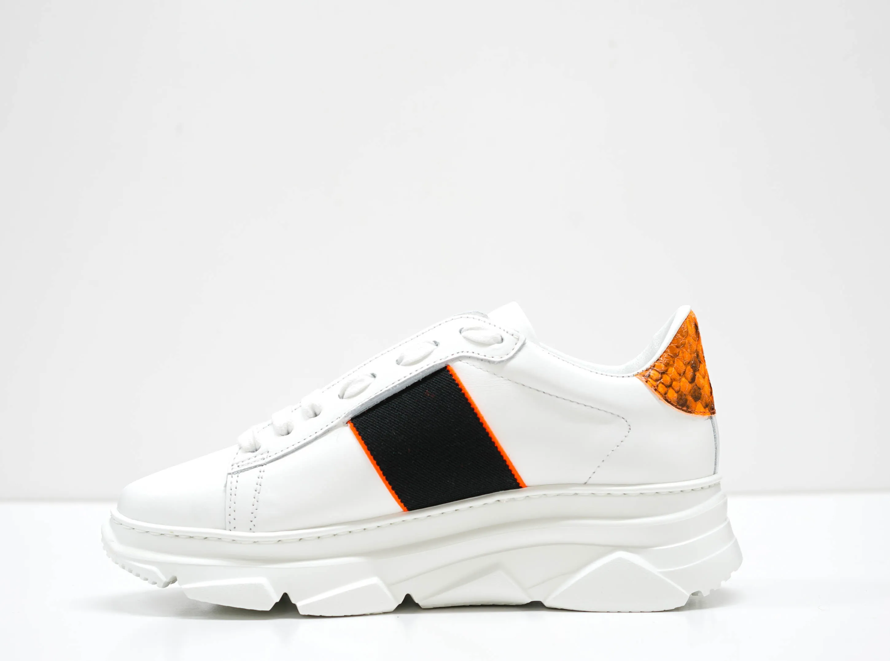 Stokton Women's White & Orange Leather Sneaker, Style Name 650 -D  SOLD OUT