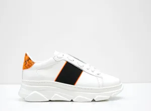 Stokton Women's White & Orange Leather Sneaker, Style Name 650 -D  SOLD OUT