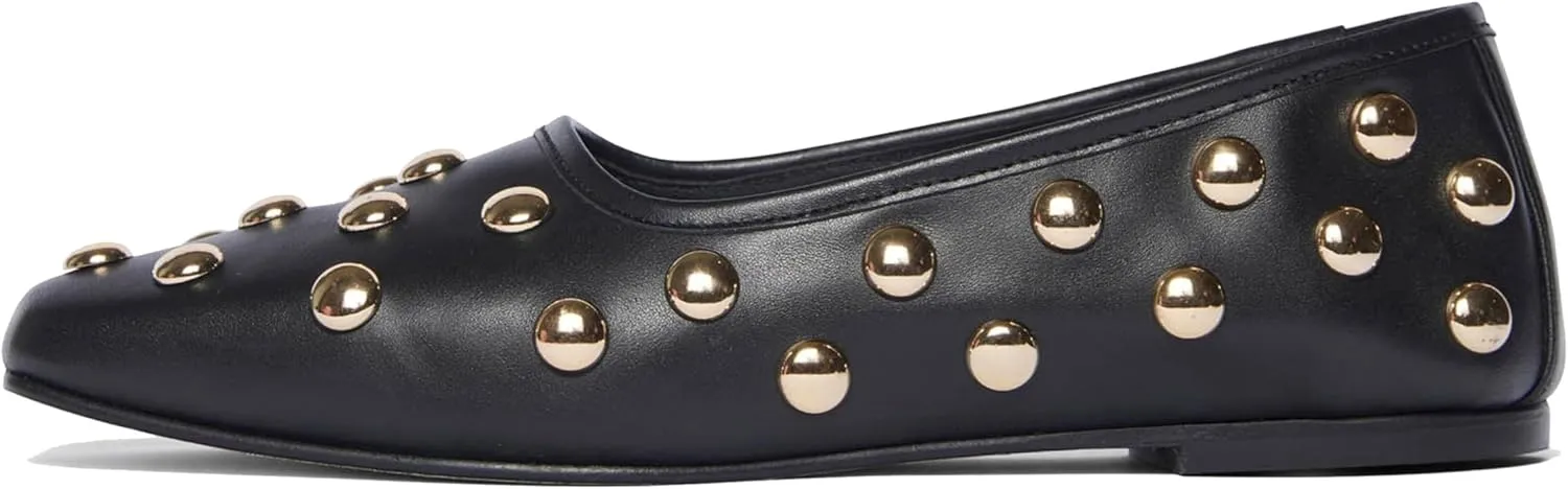 Studded Flats for Women with Ballet Inspired Design; Comfortable Slip-On with Square Toe; Ideal for Formal Office Wear