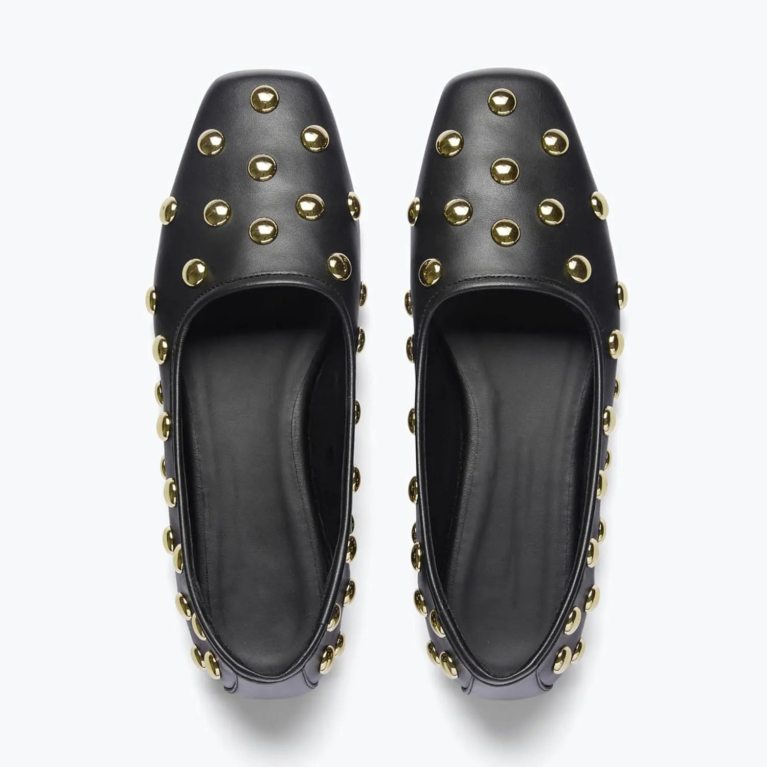 Studded Flats for Women with Ballet Inspired Design; Comfortable Slip-On with Square Toe; Ideal for Formal Office Wear