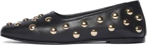 Studded Flats for Women with Ballet Inspired Design; Comfortable Slip-On with Square Toe; Ideal for Formal Office Wear