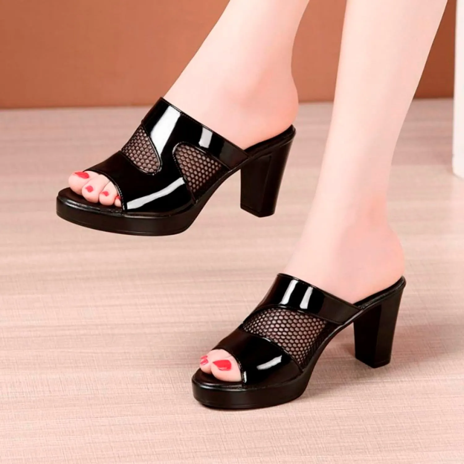 Summer New Thick Heeled Slippers Women Wear Sexy High Heeled Sandals Fish Mouth Womens Arch Support Sandals Size 9