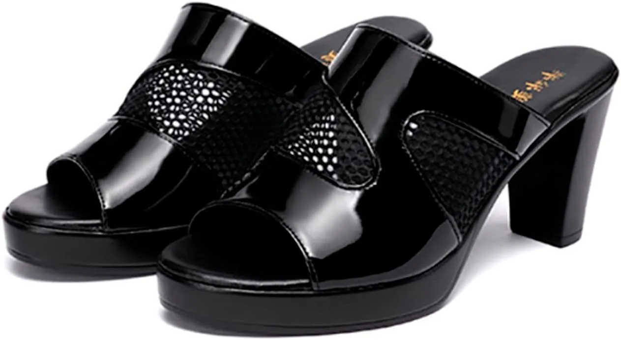 Summer New Thick Heeled Slippers Women Wear Sexy High Heeled Sandals Fish Mouth Womens Arch Support Sandals Size 9
