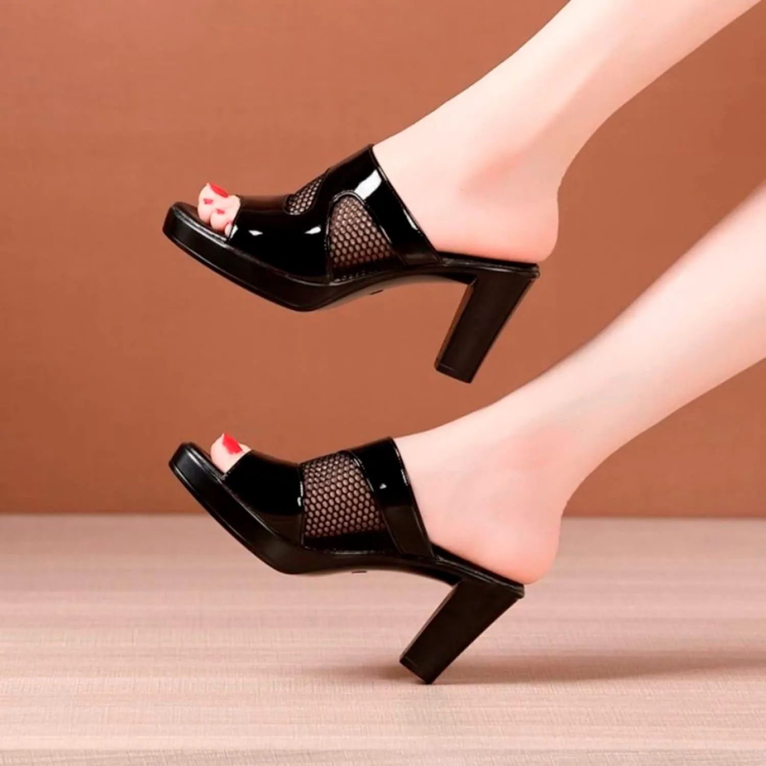 Summer New Thick Heeled Slippers Women Wear Sexy High Heeled Sandals Fish Mouth Womens Arch Support Sandals Size 9