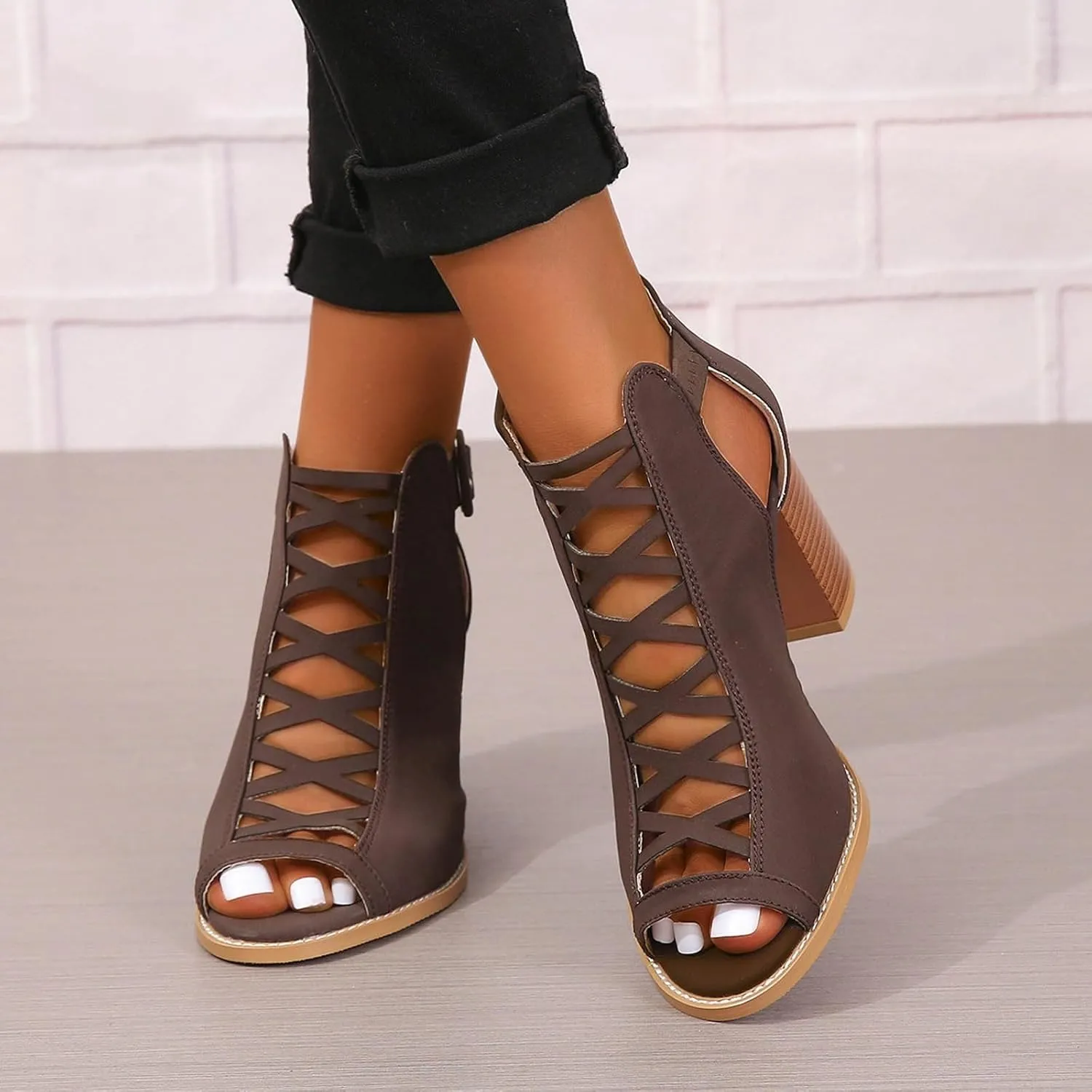 Summer Versatile Sandals for Women Comfortable Stylish Cut Out Design Mesh Chunky Heel High Heel Shoes Girls Size 4t