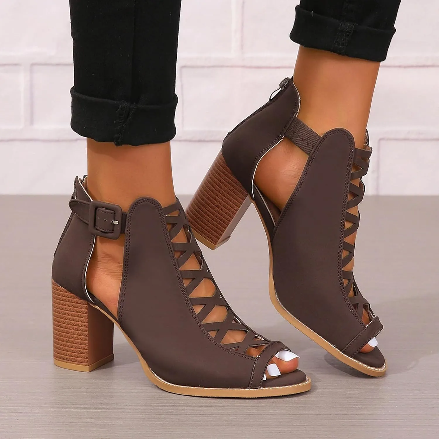 Summer Versatile Sandals for Women Comfortable Stylish Cut Out Design Mesh Chunky Heel High Heel Shoes Girls Size 4t