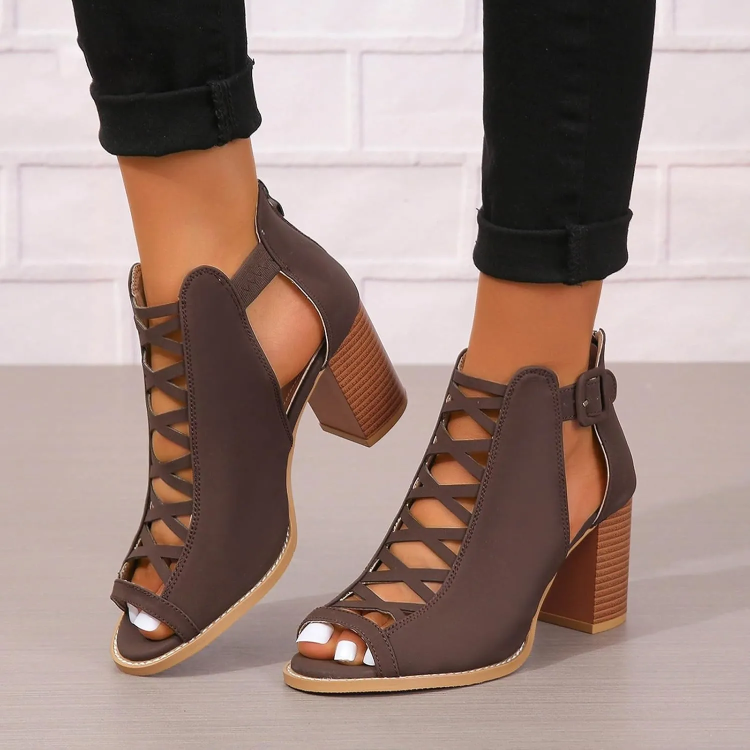 Summer Versatile Sandals for Women Comfortable Stylish Cut Out Design Mesh Chunky Heel High Heel Shoes Girls Size 4t