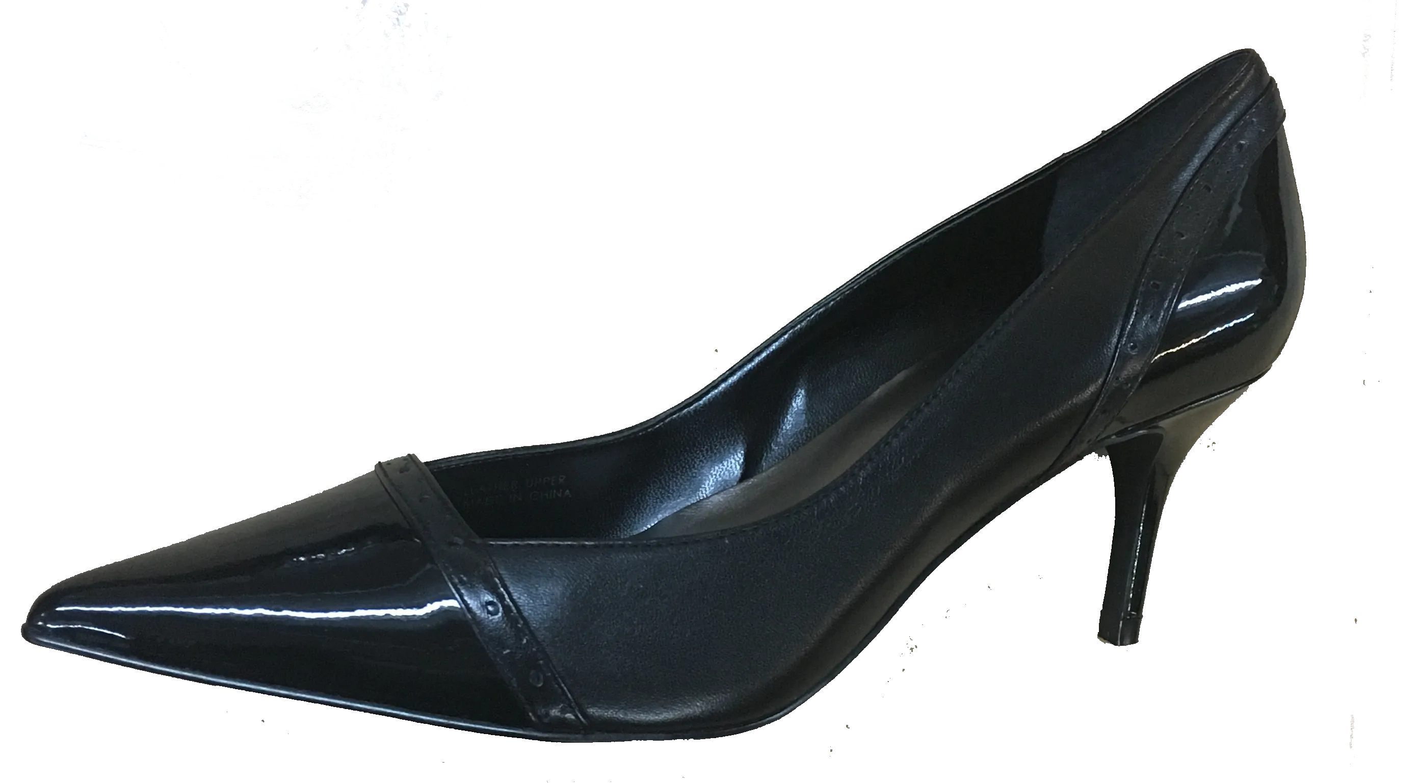 Tahari Womens •Raylin• Pointy- Toe Black/Black Leather/Patent Pump 8M