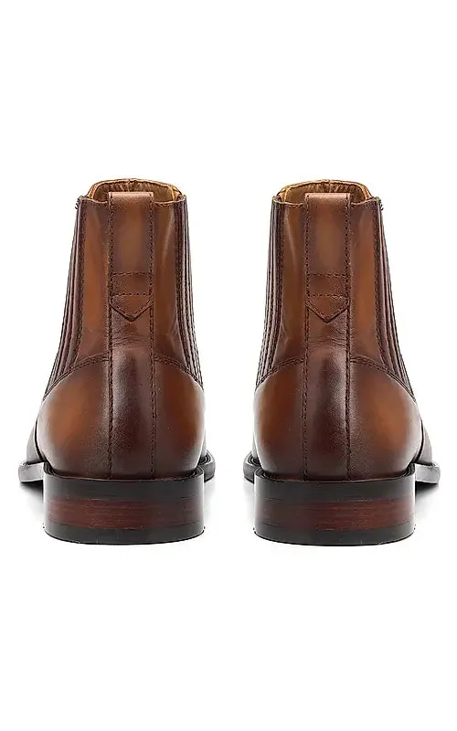 Tan Plain Leather Boots