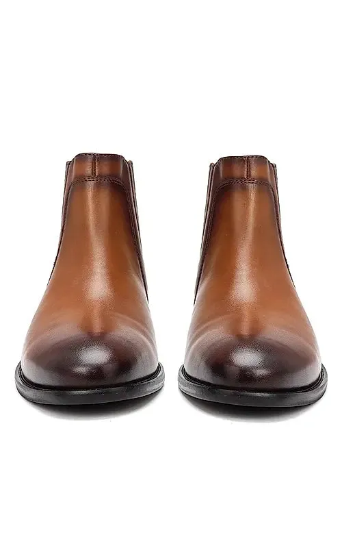 Tan Plain Leather Boots