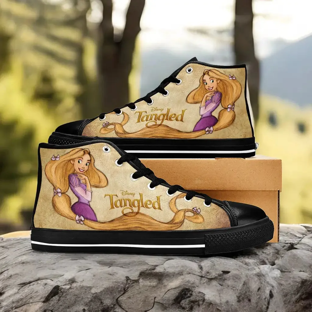 Tangled Princess Rapunzel Shoes High Top Sneakers for Kids and Adults