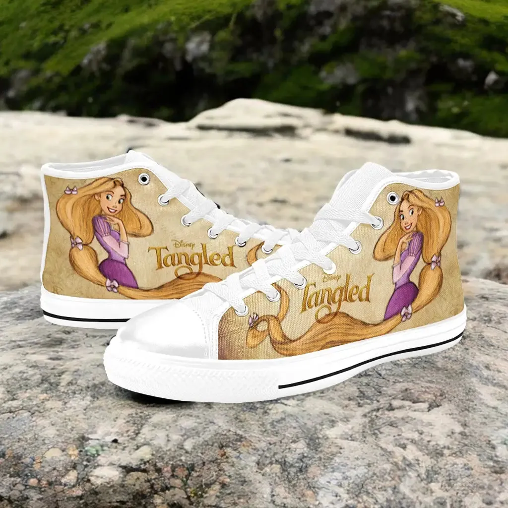 Tangled Princess Rapunzel Shoes High Top Sneakers for Kids and Adults