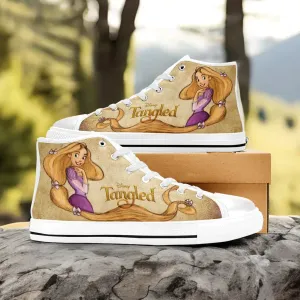 Tangled Princess Rapunzel Shoes High Top Sneakers for Kids and Adults