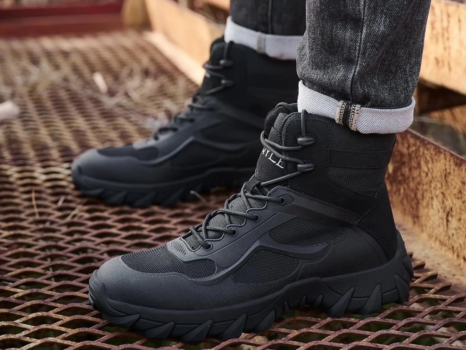 Tanleewa Men's Slip On Work Boots Indestructible Comfortable Safety Work Shoes Industrial Construction Safety Boots