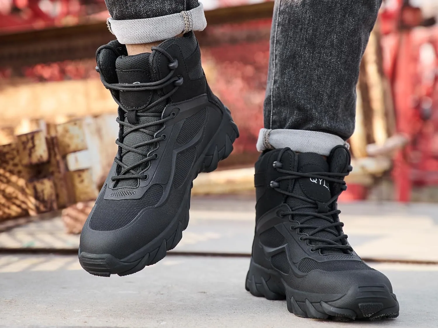 Tanleewa Men's Slip On Work Boots Indestructible Comfortable Safety Work Shoes Industrial Construction Safety Boots