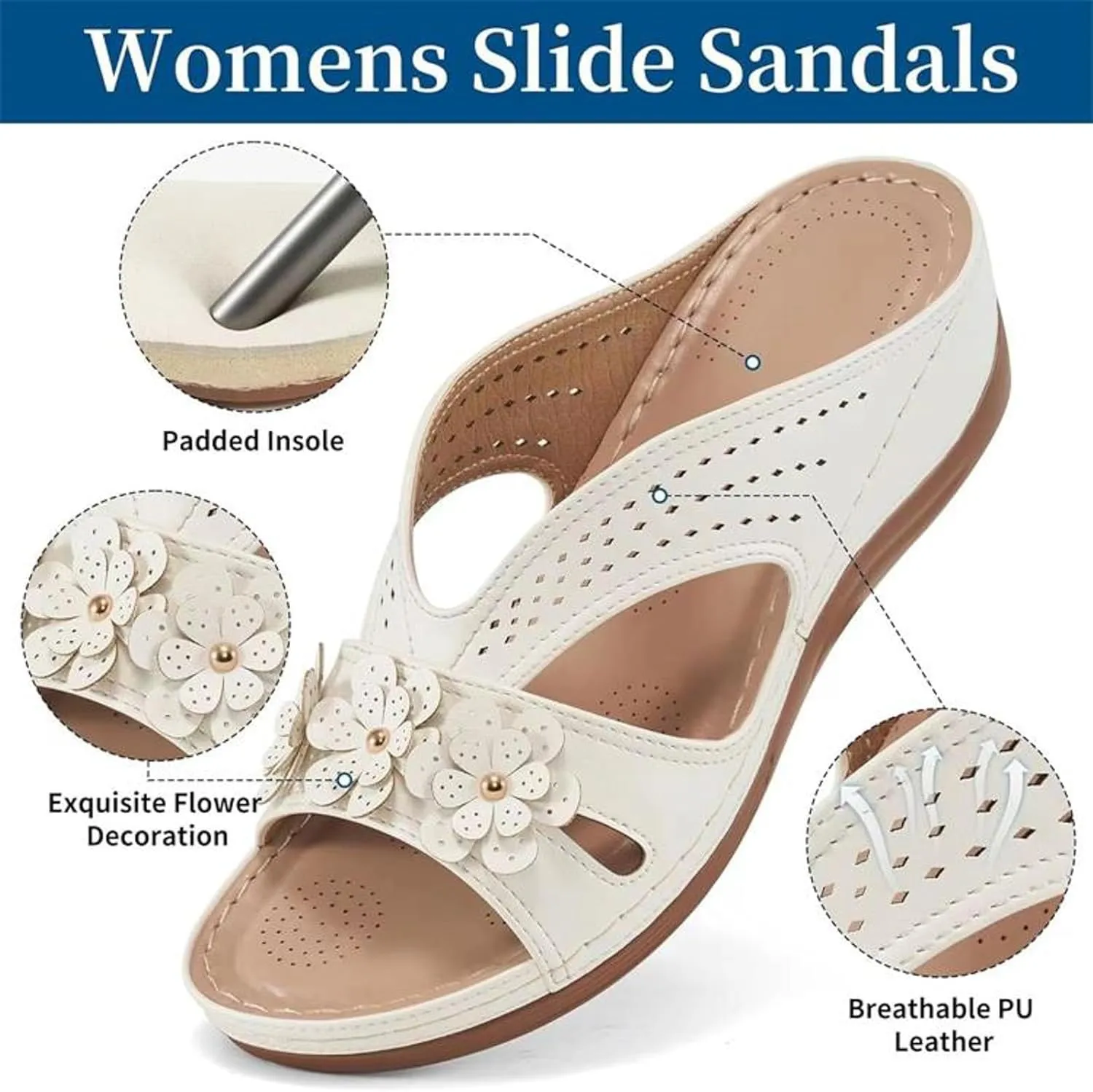 Temperament Wedge Sandals for Women Lightweight Memory Foam Sandals Arch Support Walking Sandal Slippers for Women