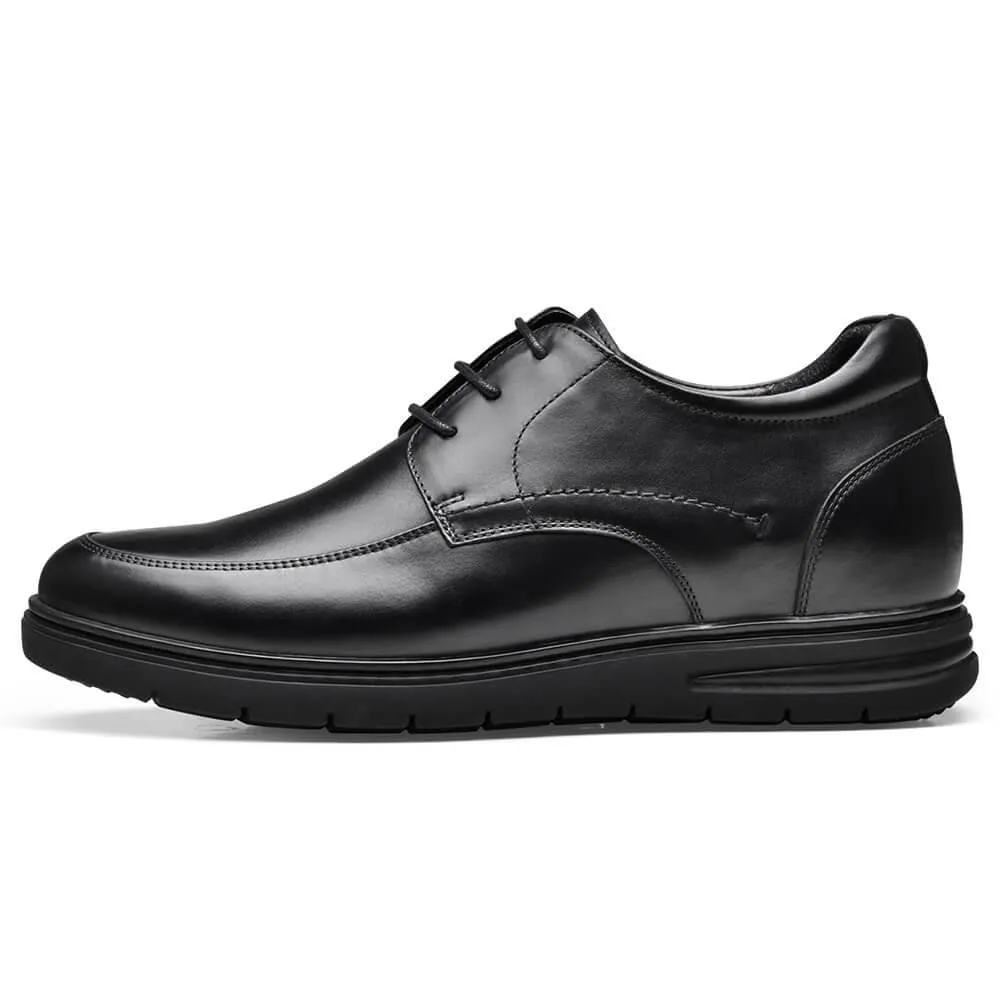 This item only ships to Europe - 7 CM/2.76 Inches Taller - CMR CHAMARIPA Hidden High Heel Shoes For Men Black Leather Business Casual Elevator Shoes Lace Up Men Taller Shoes